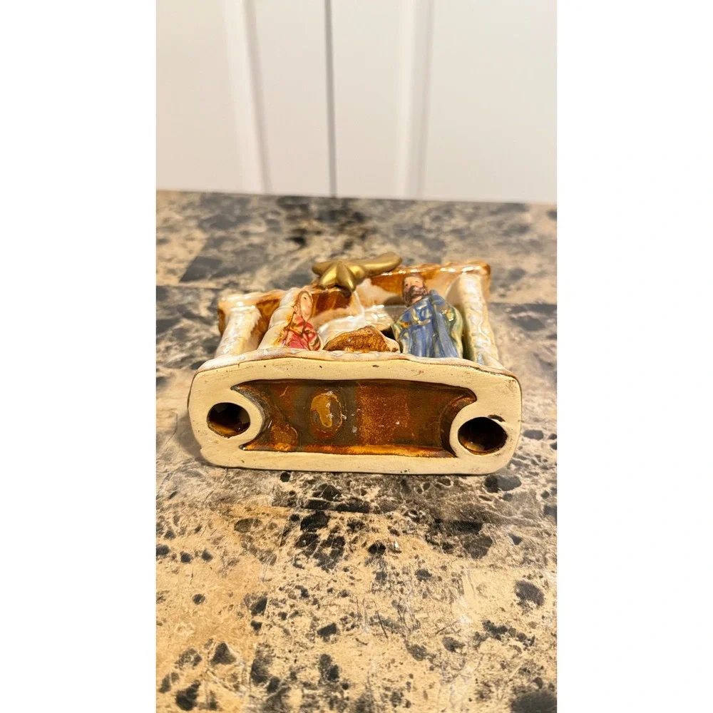 Vintage Ceramic Nativity Scene Holy Family Figurine Stable Star Christmas Decor
